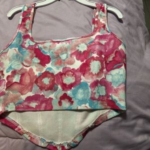 Blue and Pink Cropped tee